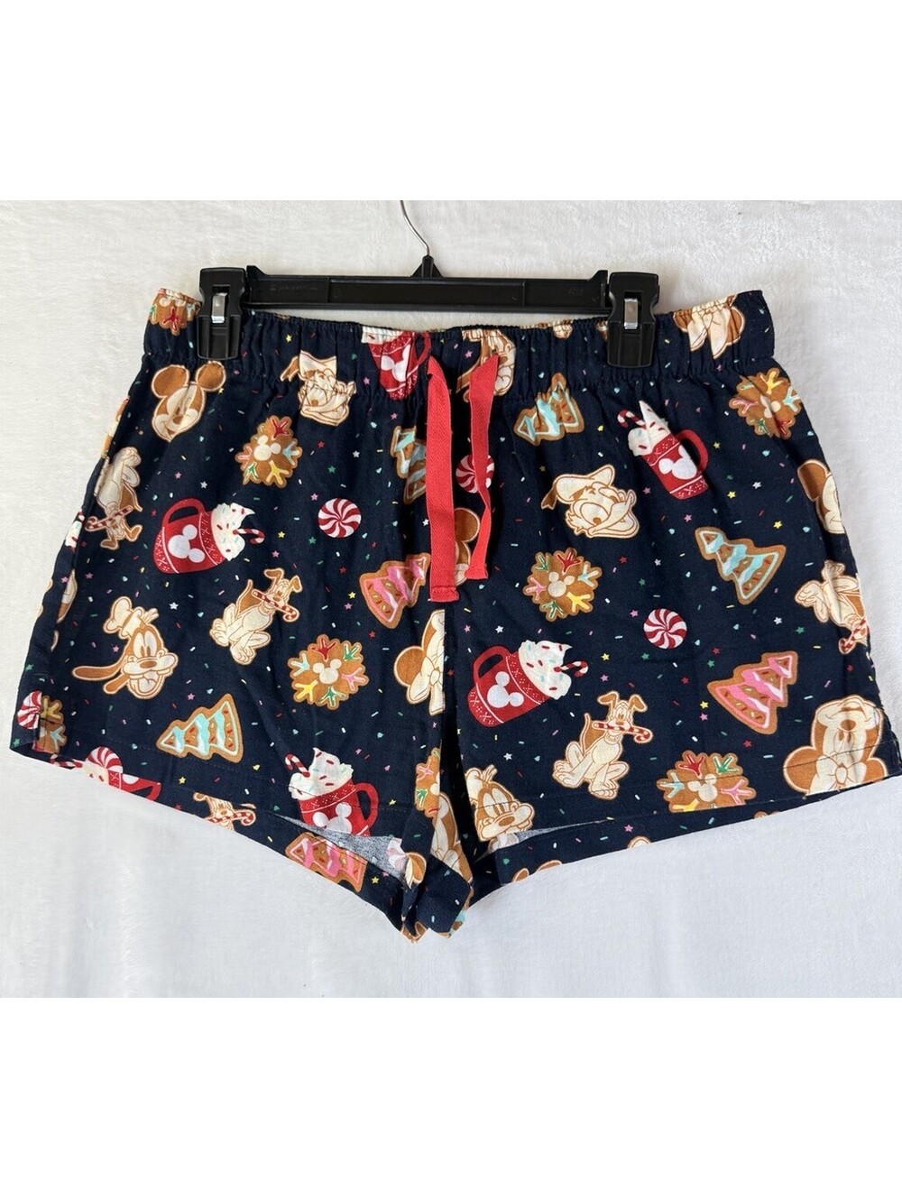 Old Navy Disney Pajamas Shorts Medium Christmas Flannel Womens Blue Mickey Mouse